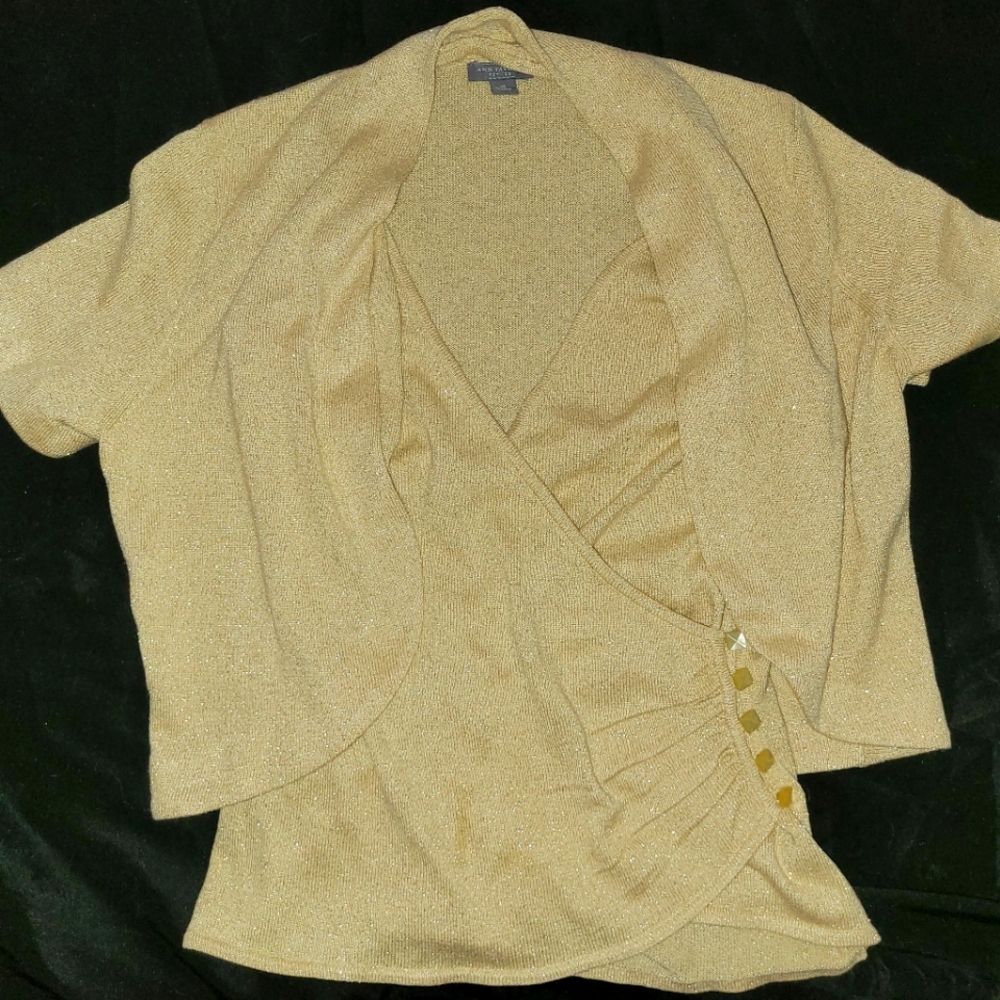 NWT Ann Taylor size small petite 2 piece gold sparkly halter shirt and jacket